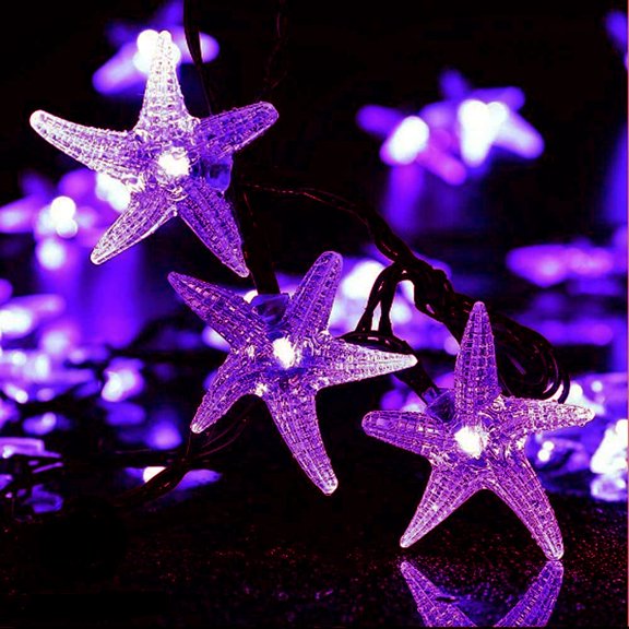 LINLIN Solar Starfish String Lights,Waterproof Solar Starfish Fairy Lights 8 Mode Starfish Fairy Christmas Lights for Outdoor Indoor Garden Home Wedding Party Christmas Lighting Decorations