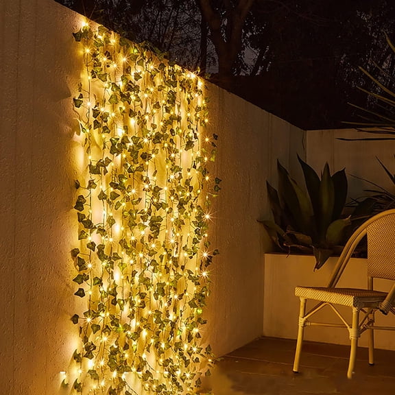 LINLIN Solar String Light Outdoor,Solar Ivy Fairy Lights 10m 100LED Vine String Lights Decoration Green Leaf String Plant Greenery Garden Light for Wall Party Wedding Home Kitchen