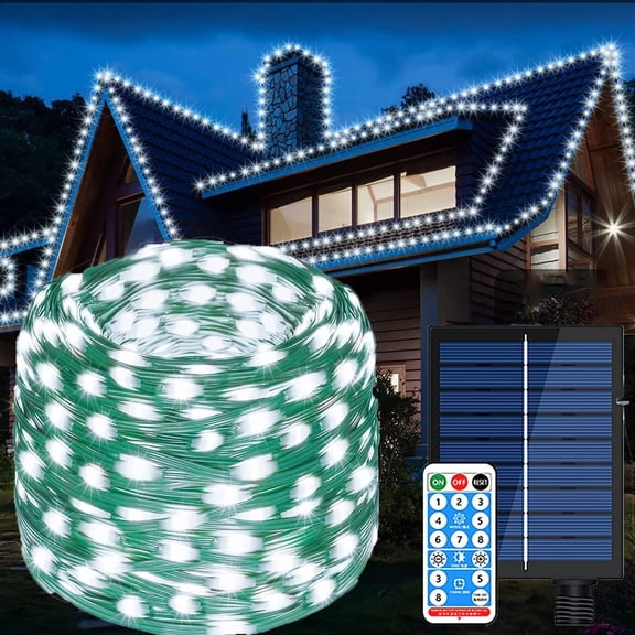 LINLIN Solar String Lights,30M 300LED Rope Light with Remote Timer,Waterproof Solar Outdoor Lights,Dimmable Fairy Lights Garden Decorative Light for Curtain,Garden,Yard,Wedding