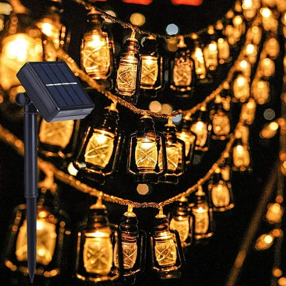 LINLIN Solar String Lights,Lantern String Lights, Hanging Mini Lanterns with Warm White Bulbs, Waterproof for Indoor Outdoor Christmas Festive Decor Lighting