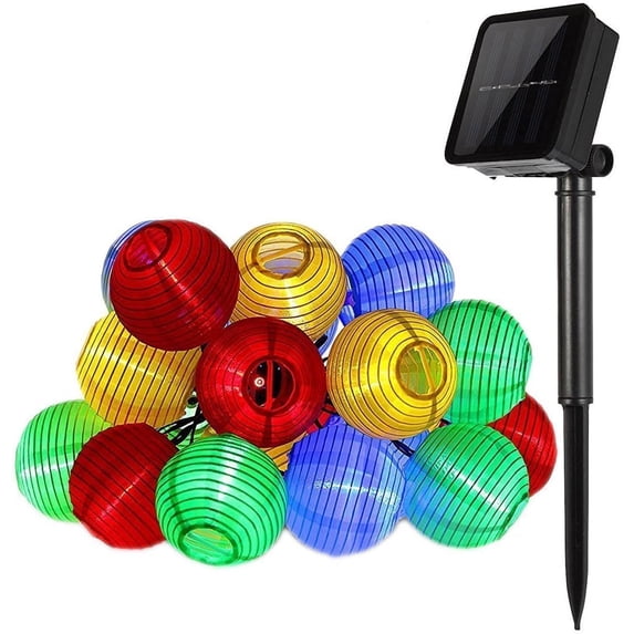 LINLIN Solar String Lights Lanterns, 19.5fts 30 LED Waterproof Outdoor Solar Lights Fabric Lantern Ball Solar Globle String Lights for Party Garden Yard Home Christmas Decoration