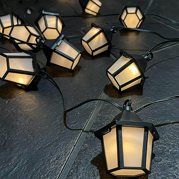 LINLIN Solar String Lights Outdoor Patio Light,Waterproof Vintage Lantern Light Waterproof 10LED Lantern String Lights,Ambience Decorative Lights for Patio Garden Wedding Party