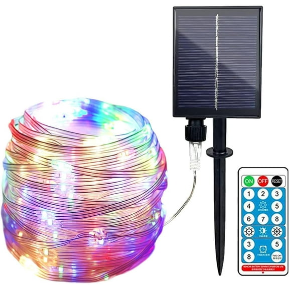 LINLIN Solar String Lights Outdoor, Solar Garden String Lights 8Mode Fairy Lights Waterproof Copper Wire Lights with Remote Timer for Garden Christmas