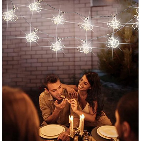 LINLIN Solar String Lights,Waterproof 16.4ft 20LED Metal bee Lights Solar Outdoor Lights Garden Decoration Patio Lights for Lawn Yard Garden Wedding Christmas Party Decor