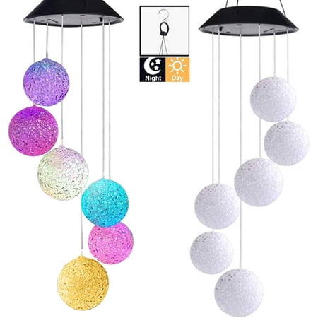 LINLIN Solar Wind Chime Light,Solar Power Wind,Chime Hanging Mobile Portable Waterproof Outdoor Decorative LED Wind Bell Light for Home, Party, Patio Yard Garden(Moon and stars)
