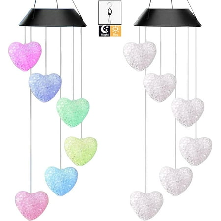 LINLIN Solar Wind Chime Light,Solar Power Wind,Chime Hanging Mobile Portable Waterproof Outdoor Decorative LED Wind Bell Light for Home, Party, Patio Yard Garden(Moon and stars)