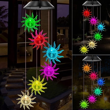 LINLIN Solar Wind Chimes Color Changing Lights Outdoor for Mom Grandma Women Wife Aunt Sister, Unique Mobile Wind Chime, Mothers Day Yard Decor