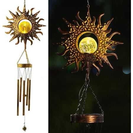LINLIN Solar Wind Chimes Lights Outdoor Decorative, Hanging Solar Metal LED Lanterns Waterproof Garden Lights for Decor Home Garden Patio Yard