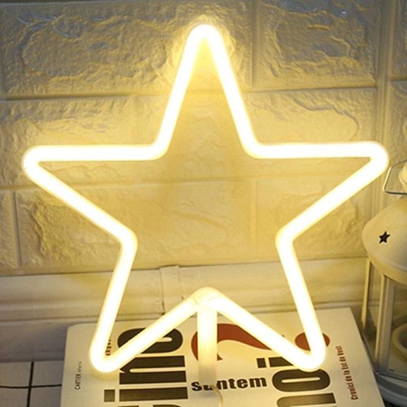 LINLIN Star Shaped Neon Signs, Led Neon Light, Wall Decorative Night Light Battery and USB Powered for Home Decor