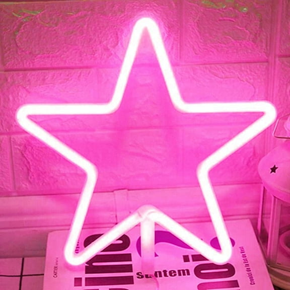 LINLIN Star Shaped Neon Signs, Led Neon Light, Wall Decorative Night Light Battery and USB Powered for Home Decor