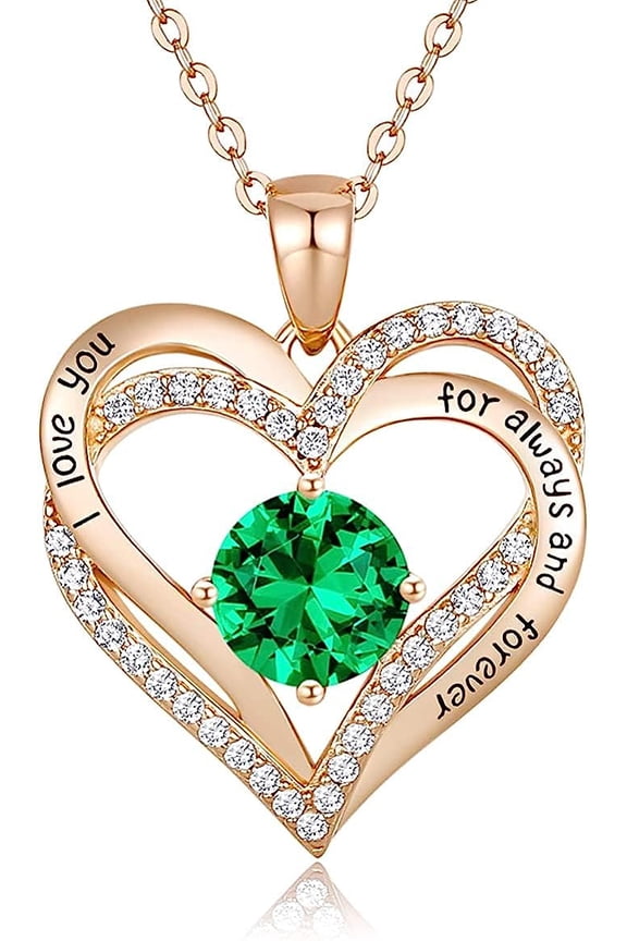 Sterling Silver Heart Pendant, Ladies Necklace 925 Stone Rose/Platinum Necklace Jewelry Gift for Mom Her Wife Girlfriend Anniversary Birthday Mother's Day Valentine's Day