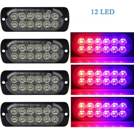 LINLIN Strobe Side Marker Lights, 4PCS 12LED Car Marker Lights Car Side Indicators Lights 12V 24V Front Rear Side Light Position Lamps for Truck Trailer