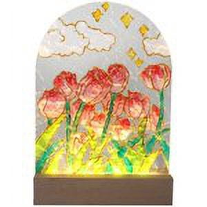 LINLIN Tulip Night Light, DIY Painting kit, Handmade LED Night Light, Acrylic Drawing Board, USB Power Supply, Creative Bedside Light, Home Decoration