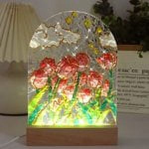 LINLIN Tulip Night Light, DIY Painting kit, Handmade LED Night Light, Acrylic Drawing Board, USB Power Supply, Creative Bedside Light, Home Decoration