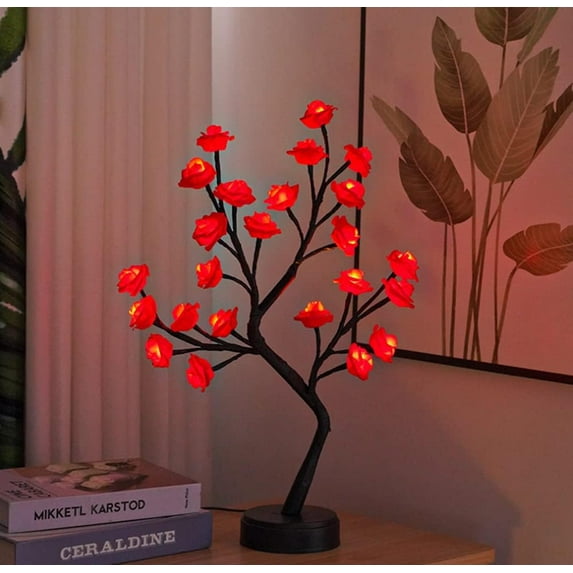 LINLIN Twig Tree Lights, Twig Light Branches Tree Light with Rose Pearl Twig Light USB&Battery Powered Adjustable Gold Branches