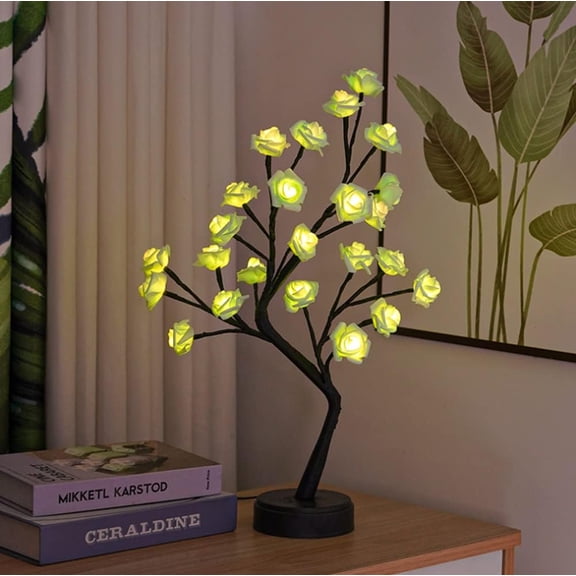 LINLIN Twig Tree Lights, Twig Light Branches Tree Light with Rose Pearl Twig Light USB&Battery Powered Adjustable Gold Branches