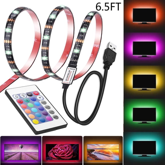 LINLIN USB LED Strip Light, 2M 60 LED Strips TV Backlight Bias Lighting Kits RGB Lights with Remote Control USB Powered for HDTV, Flat Screen TV Accessories