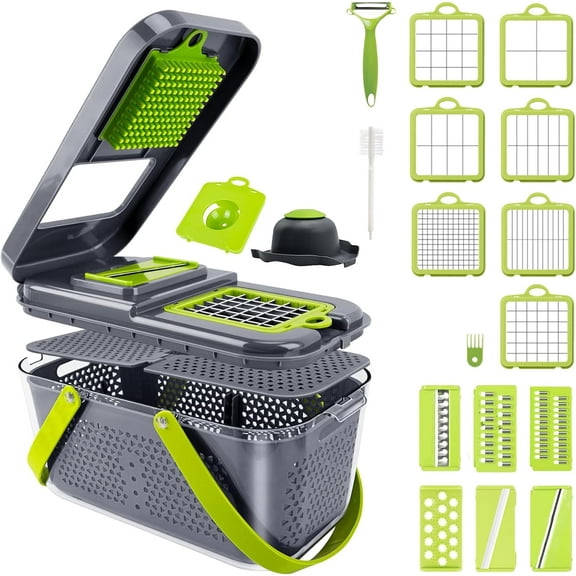 LINLIN Vegetable Chopper, 22-in-1 Multifunctional Mandoline Vegetable Slicer, Professional Onion Chopper Vegetable Cutter with 13 Stainless Steel Blades, Salad Chopper for Veg, Garlic, Potato, Fruits