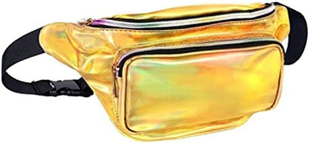 LINLIN Waist Bag, Holographic Fanny Pack for Women/Men Waterproof Resistant Crossbody Waist Bag with Adjustable Belts for Travel, Party, Festival Rave, Running, Hiking