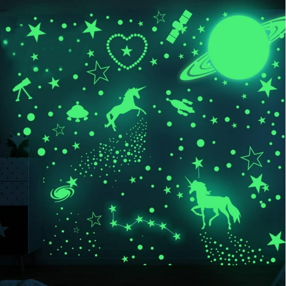 LINLIN Wall Stickers, Glow in The Dark Star Moon , Glow in The Dark Moon for Ceiling Planets Space Wall Stickers Solar System Galaxy Wall Decals 898PCS