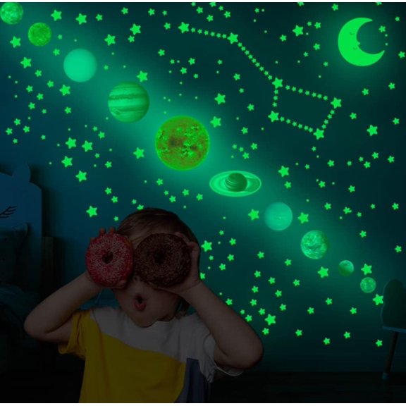 LINLIN Wall Stickers, Glow in The Dark Stars, Glow in The Dark Solar System Planets for Ceiling Planets Space Wall Stickers Solar System Galaxy Wall Decals