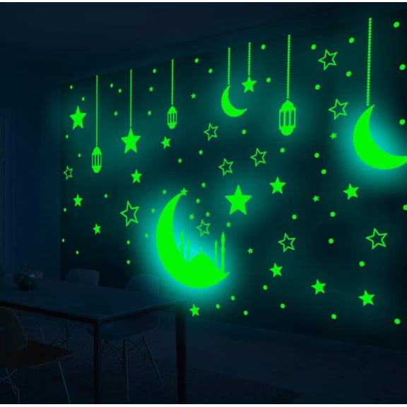 LINLIN Wall Stickers, Glow in The Dark Moon, Glow in The Dark Moon for Ceiling Planets Space Wall Stickers Solar System Galaxy Wall Decals