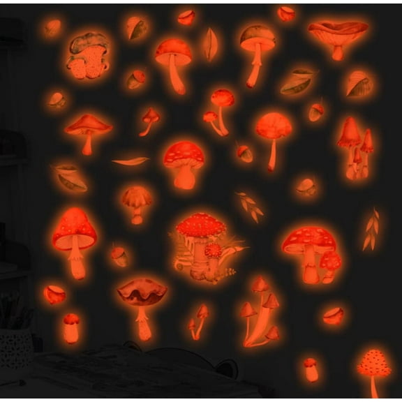 LINLIN Wall Stickers, Glow in The Dark Mushroom, Glow in The Dark Moon for Ceiling Planets Space Wall Stickers Solar System Galaxy Wall Decals