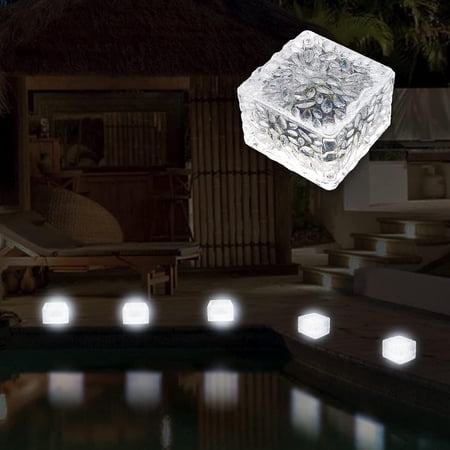 LINLIN Warmwhite Light Solar Light PVC Brick, Solar LED Brick Light with Light Sensor, On/Off Solar Path Lights Outdoor Garden Ornaments for Lawn Path Courtyard Deck Ground Pond, 7x7x5cm