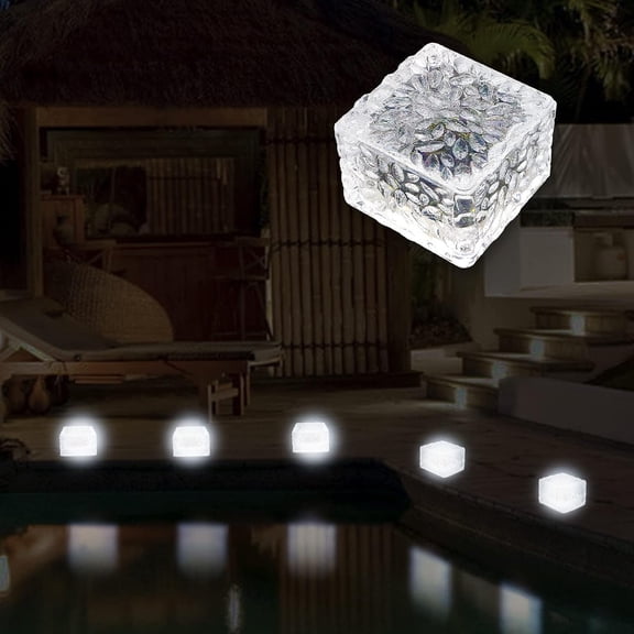 LINLIN Warmwhite Light Solar Light PVC Brick, Solar LED Brick Light with Light Sensor, On/Off Solar Path Lights Outdoor Garden Ornaments for Lawn Path Courtyard Deck Ground Pond, 7x7x5cm