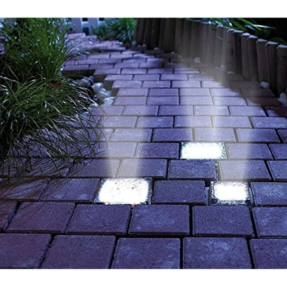 LINLIN Waterproof Solar Path Ice Cube Rocks LED Frosted Glass Brick Paver Garden in-Groud Buried Light for Outdoor Path Road Square Yard