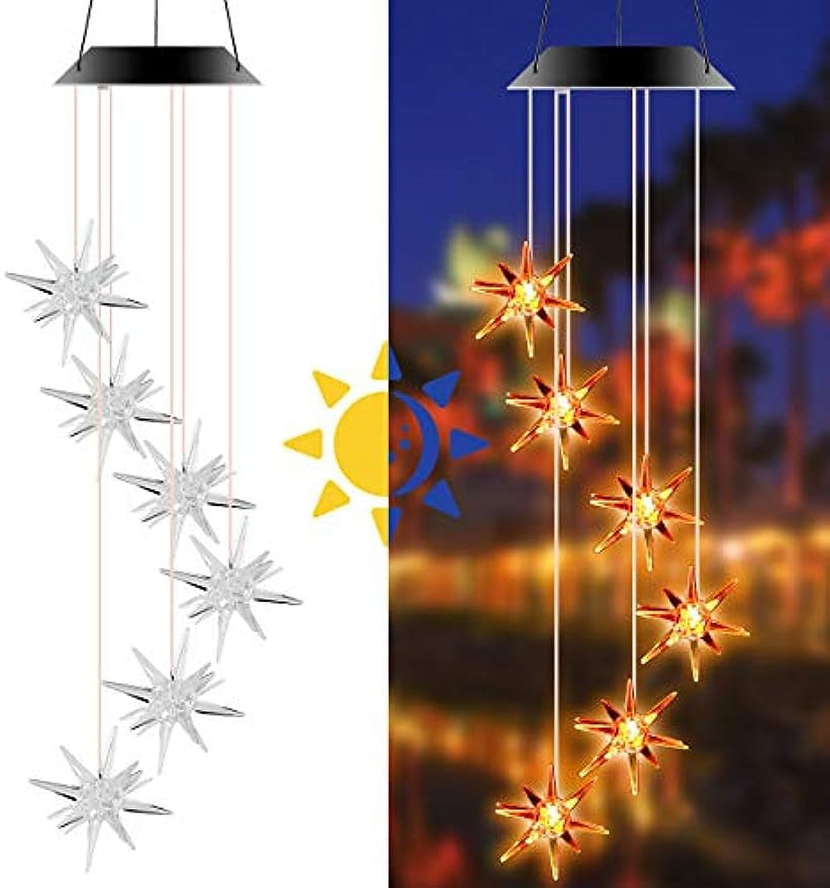 LINLIN Wind Chimes Outdoor, Solar Wind Chime Star LED Lights Color