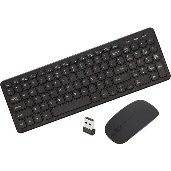 LINLIN Wireless Keyboard and Mouse Combo,Quiet 2.4G Full-Size Keyboard and Optical Mice Ergonomic Keyboard Mouse with USB Receiver for PC,Desktop,Laptop