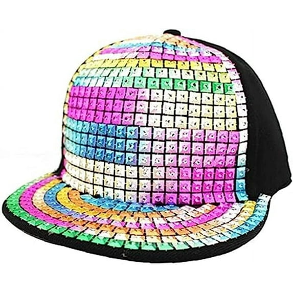 LINLIN Women Baseball Cap, Shiny Baseball Cap Sequin Reflective Baseball Hat Rivets Hip Hop Caps for Boys Girls