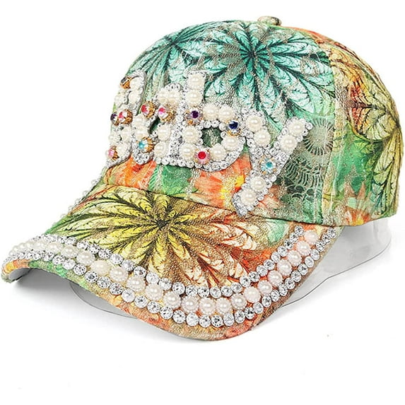 LINLIN Women Rhinestone Crystals Baseball Cap Bling Bling Adjustable Sun Hat Hip Hop Caps Fashion Hats