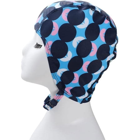 LINLIN Women's Swimming Cap Colorful Printed Long-Hair Swimming Pool Cap Elastic Quick-Drying Bath Adjustable Stretch Cloth
