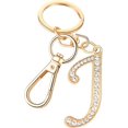 thumbnail image 1 of LINLIN Womens Gold Plated Alloy Car Key Ring with Crystal Rhinestone Alphabet Initial Letter Keychain, 1 of 6
