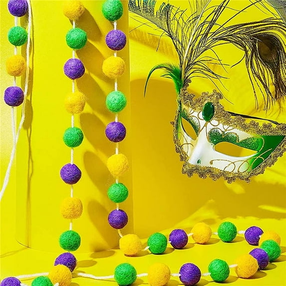 LINLIN Wool Felt Ball Wreath Handmade 6.5 feet Long 24 Balls Colored for Party Family Wall Christmas Tree Decoration