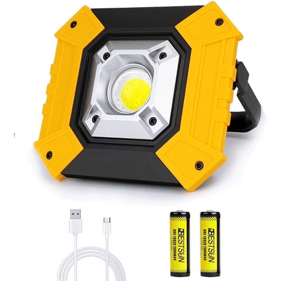LINLIN Work Light Rechargeable, 20W Portable LED Work Lights Spot Light 2X COB Super Bright Outdoor Camping Light Waterproof for Work Car Repairing Fishing