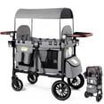 thumbnail image 1 of LINLUX 2 Kids Wagon Stroller, Foldable Outdoor 2-Seat Stroller Wagon, Removable Canopy, 55 Pound, Gray, 1 of 9