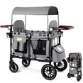 thumbnail image 1 of LINLUX 2 Kids Wagon Stroller, Foldable Outdoor 2-Seat Stroller Wagon, Removable Canopy, 55 Pound, Gray, 1 of 9