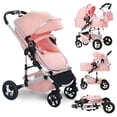 thumbnail image 1 of LINLUX 2 in 1 Baby Stroller w/ Diaper Bag & Big Wheel, Infant Pushchair, 23 Pounds, Pink, 1 of 7