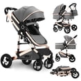thumbnail image 1 of LINLUX 2 in 1 Baby Stroller w/ Diaper Bag & Big Wheel, Infant Pushchair, 23 Pounds, Rose Gold, 1 of 8