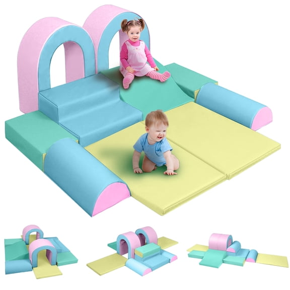 LINLUX 9-Piece Toddler Climbing Foam Block, Soft Foam Building Blocks for Kids, Baby Climbing Toys