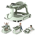 thumbnail image 1 of LINLUX 5 in 1 Foldable Baby Walker 3 Heights, Toddler Activity Walker w/Music & Lights, Green, 1 of 10