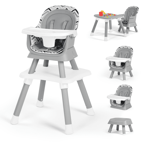 LINLUX 8 in 1 Convertible High Chair for Babies, Feeding Booster Seat for Toddlers, Chevron