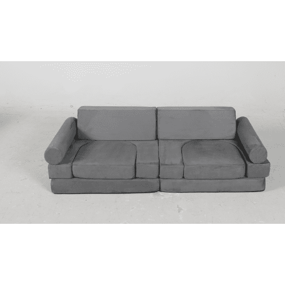 LINLUX 9 Pcs Baby Couch Sofa, Toddler Convertible Combo Sofa, Kids Play Couch for Playroom, Grey
