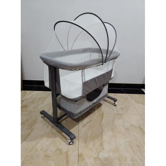 LINLUX Baby Bassinet, Height Adjustable Bedside Sleeper for Babies with Wheels, Gray