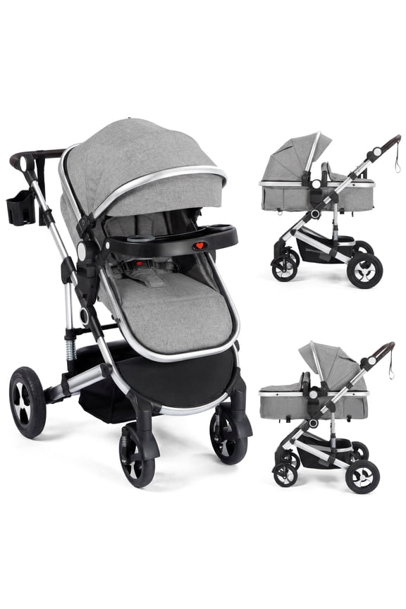 High Landscape Baby Stroller, Foldable Infant Carriage for Newborn, 26 Pounds, Dark Grey
