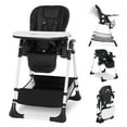 thumbnail image 1 of LINLUX Foldable Baby High Chair, Adjustable Feeding Chair for Toddler w/Removable Double Tray, Black, 1 of 7