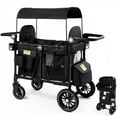 thumbnail image 1 of LINLUX 2 Kids Wagon Stroller, Foldable Outdoor 2-Seat Stroller Wagon, Removable Canopy, 55 Pound, Green, 1 of 9